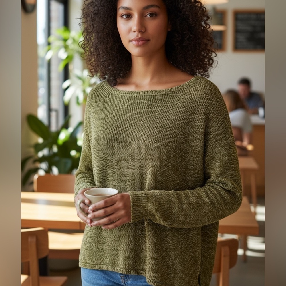 Banana Republic Sage Green Women's Sweater - Ribbed - Casual Chic - Size Large